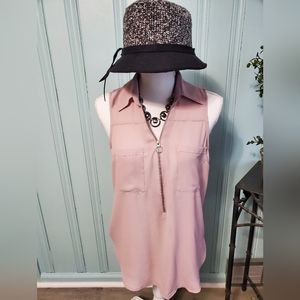 Dusty Pink Express Sleeveless 1/4 Zip Blouse Size Medium